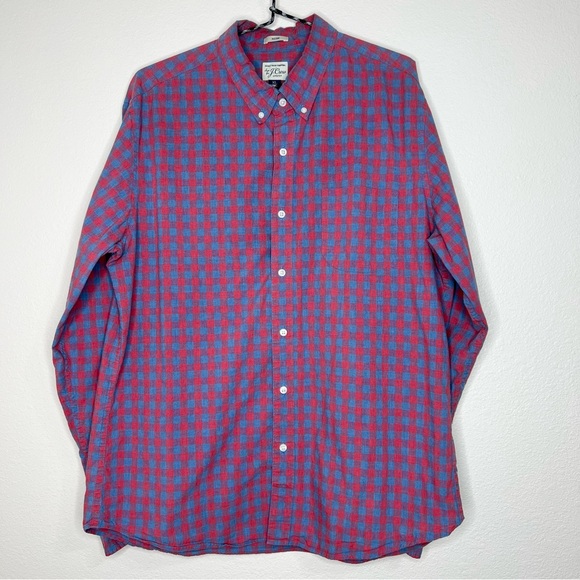J. Crew Red & Blue Buffalo Check Plaid Slim Fit Long Sleeve Button Down Shirt XL - Picture 6 of 12